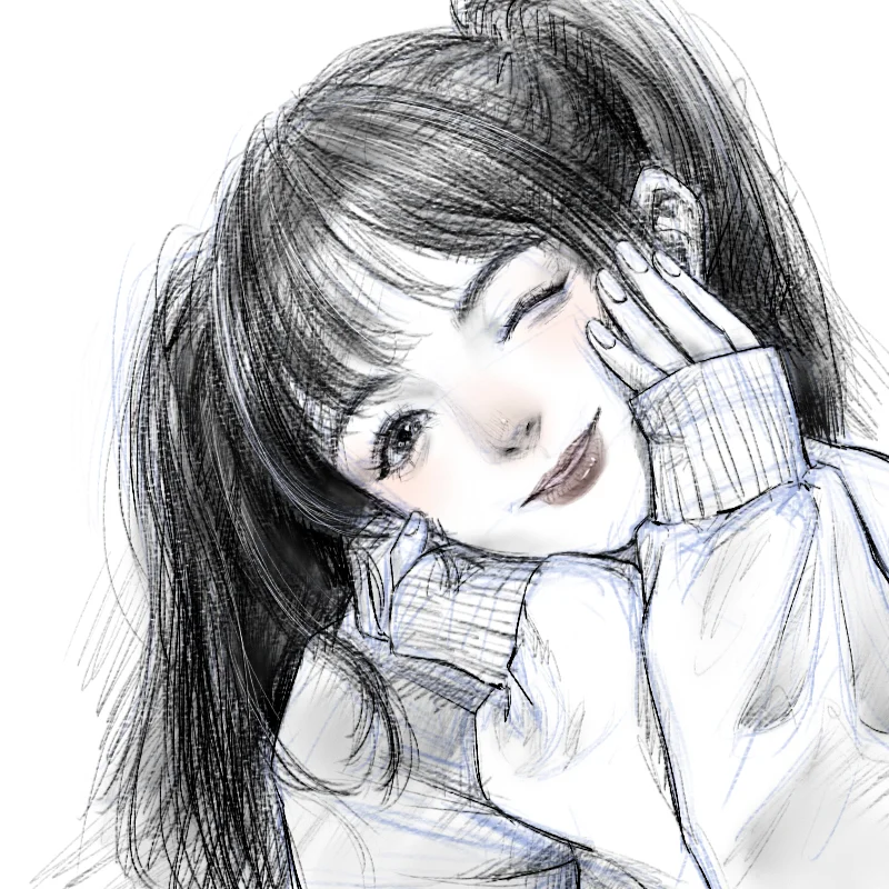 临摹控笔练习【69-100】女头像