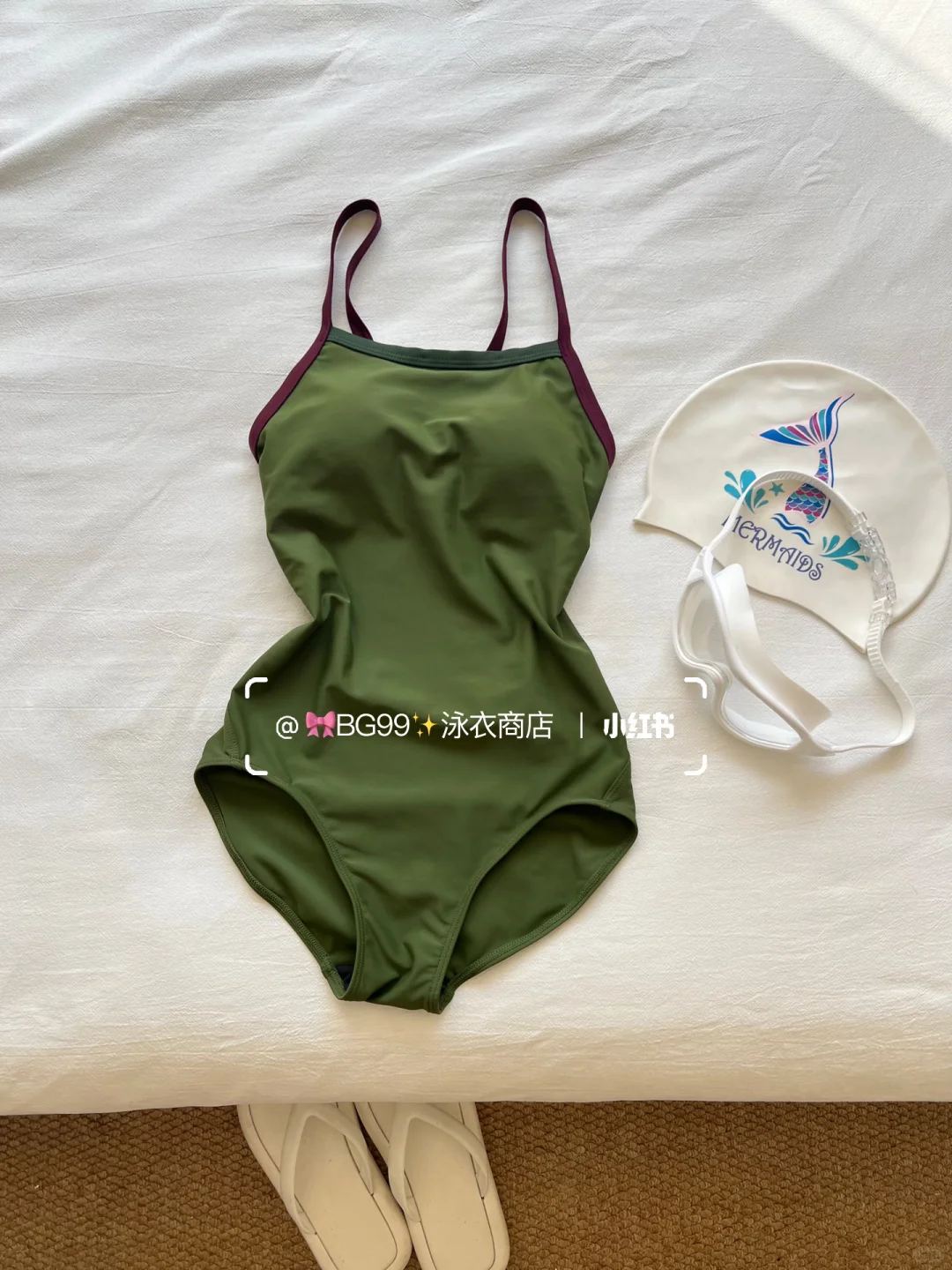 小红书泳衣爆款🏊‍♀️苔藓绿竞速泳衣！上🔗啦