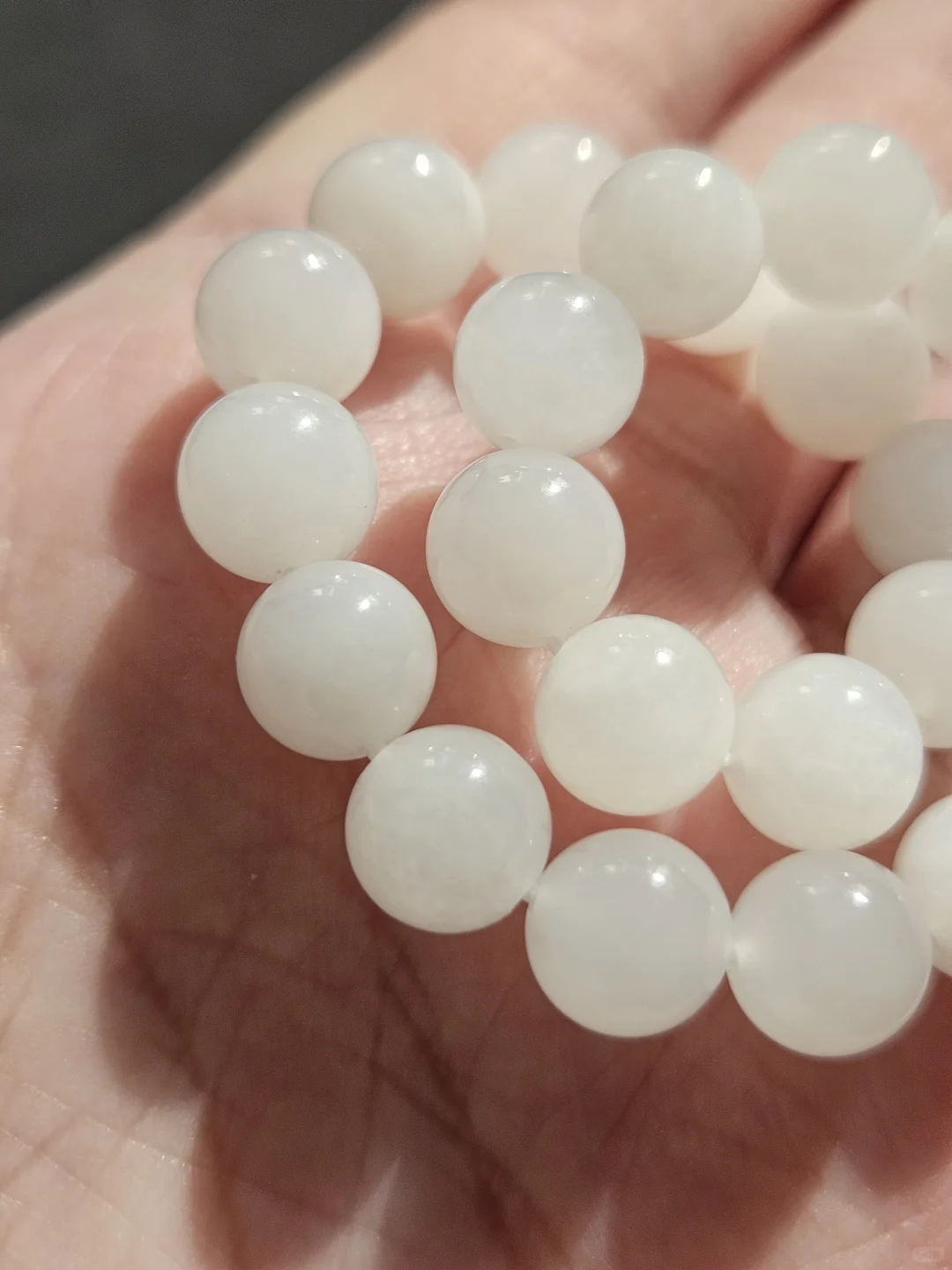 出闲置和田青海老料白玉手串卡8白冰手链女