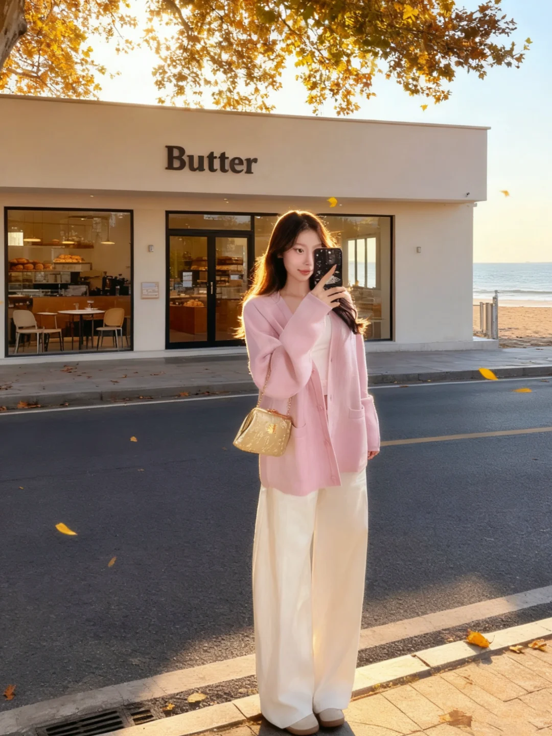 秋天的颜色，海边的下午茶☕️