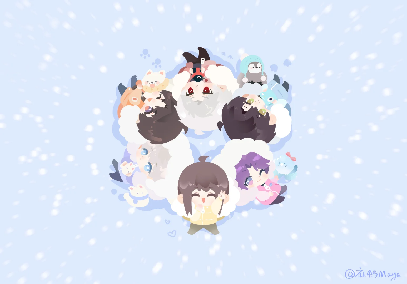 冬日壁纸⭐🍐🐟🚗🍎