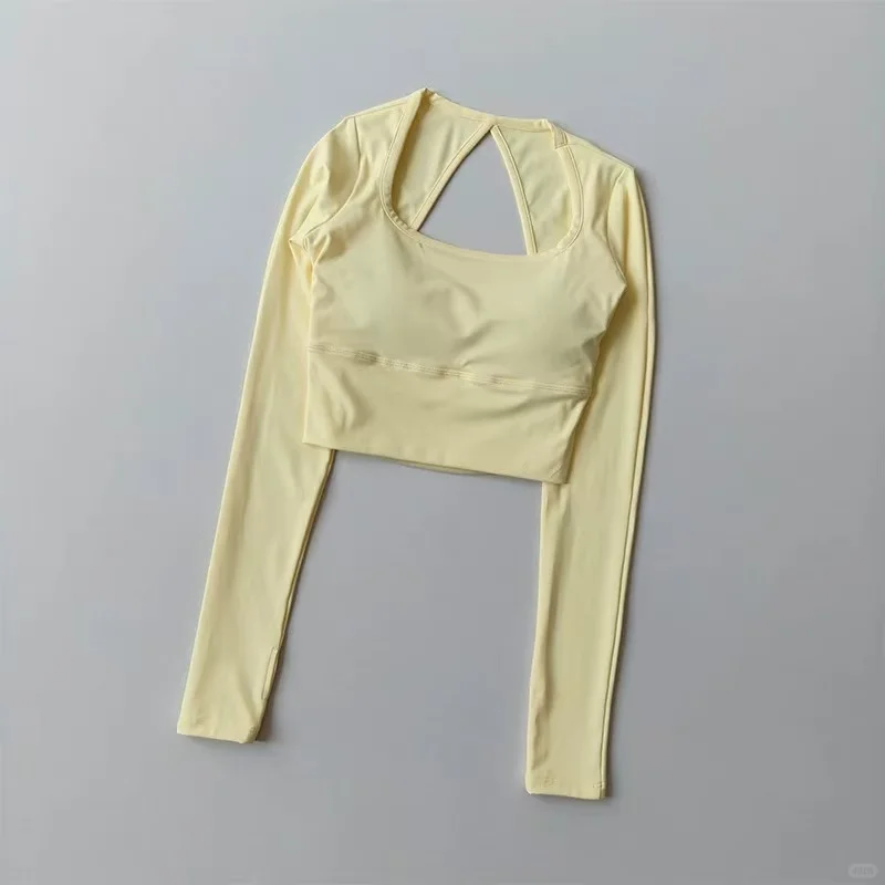 实拍图自带杯垫的瑜伽长袖运动穿搭直接躺赢