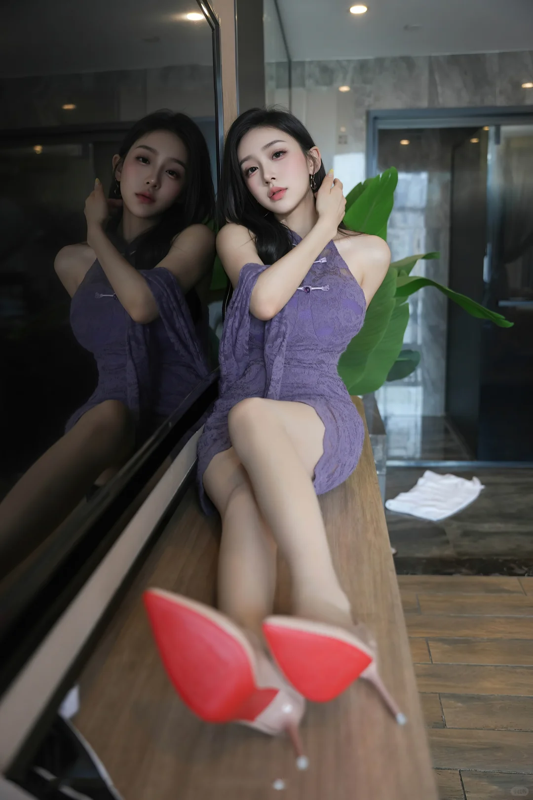 💜薰衣草蕾丝旗袍｜把温柔与性感穿在身上