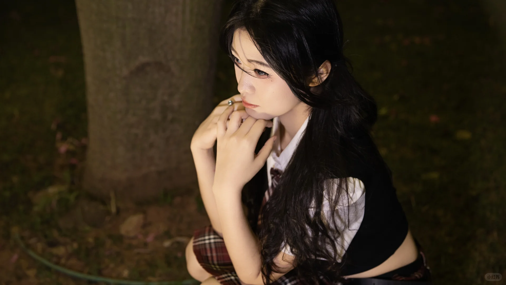 夜晚的jk 日系氛围感写真