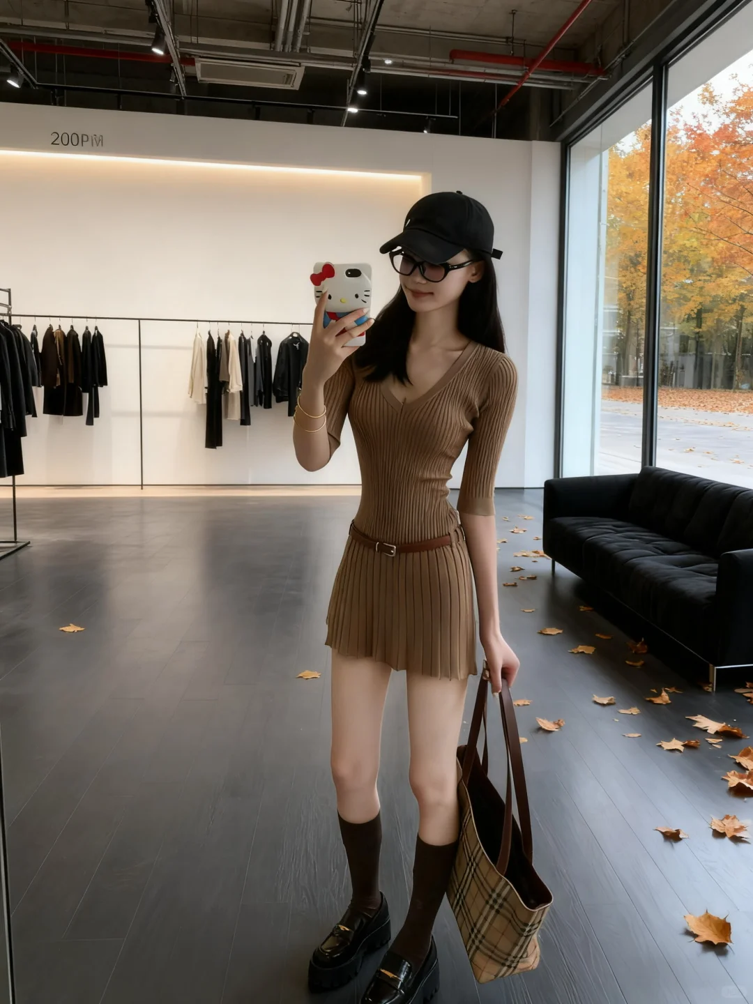 收腰修身毛衣连衣裙🍊