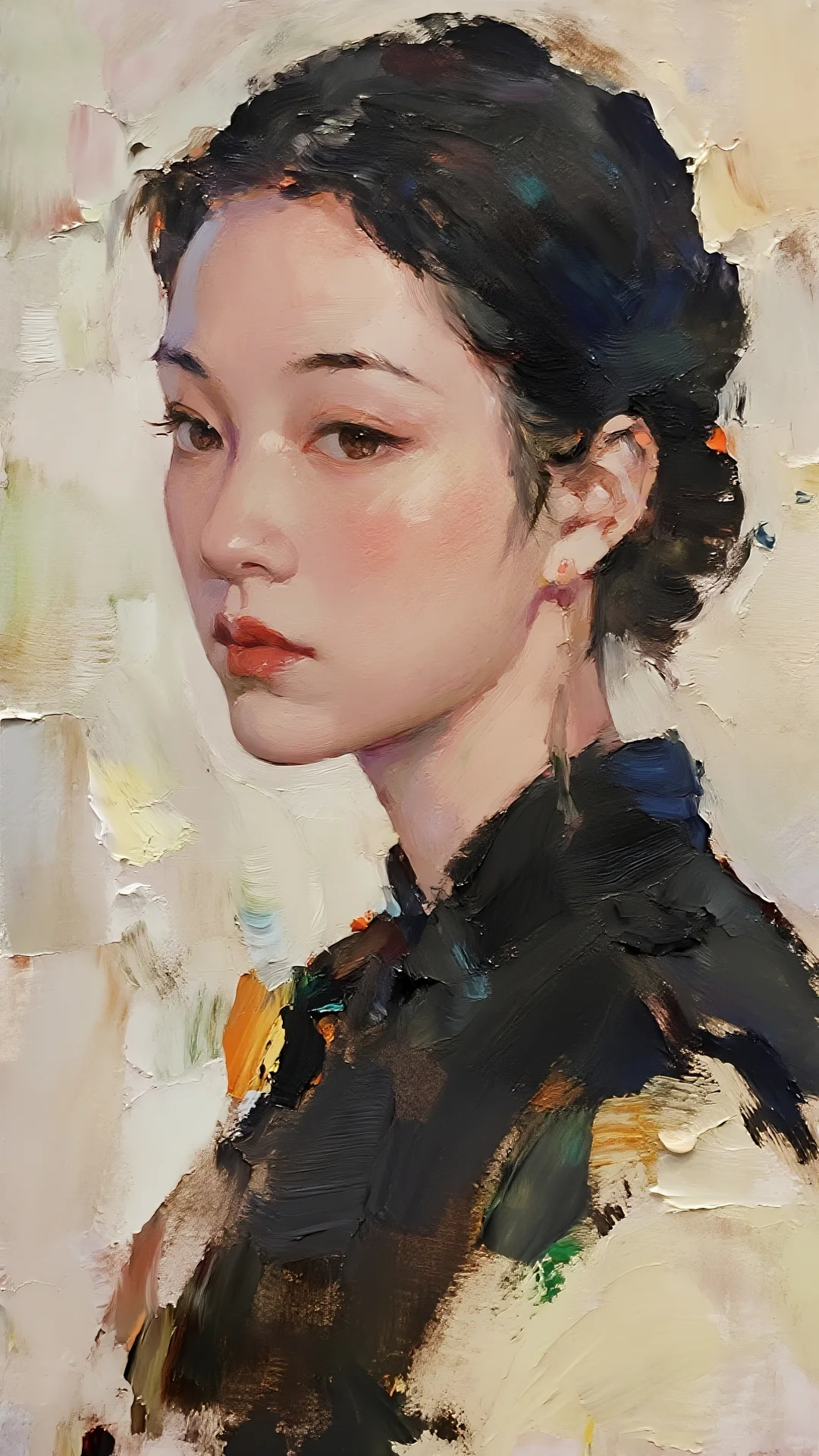 油画🖼️里的东方韵味美女，🌷美到失语