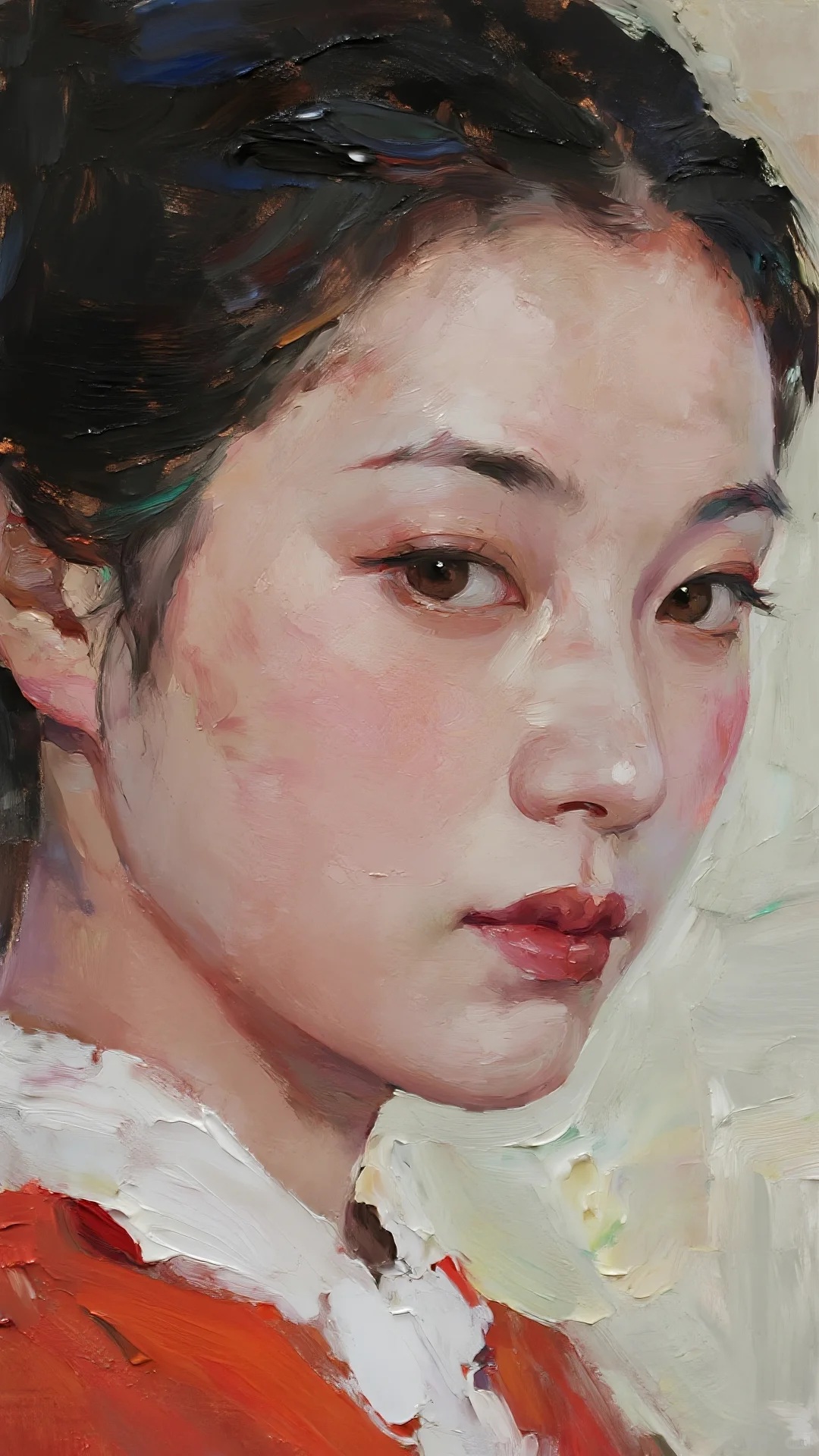 油画🖼️里的东方韵味美女，🌷美到失语