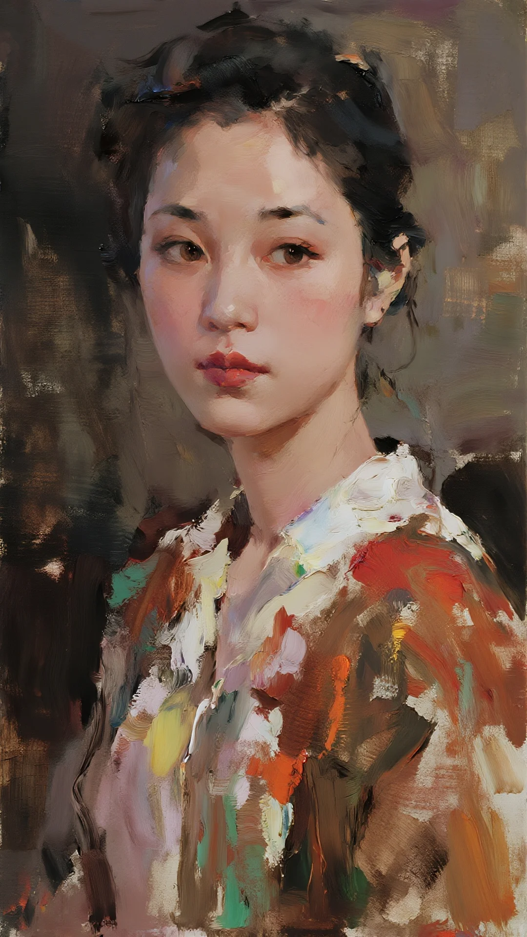油画🖼️里的东方韵味美女，🌷美到失语