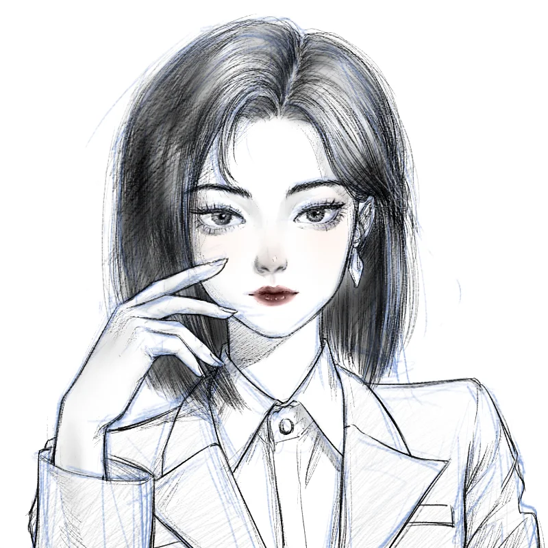 临摹控笔练习【69-100】女头像