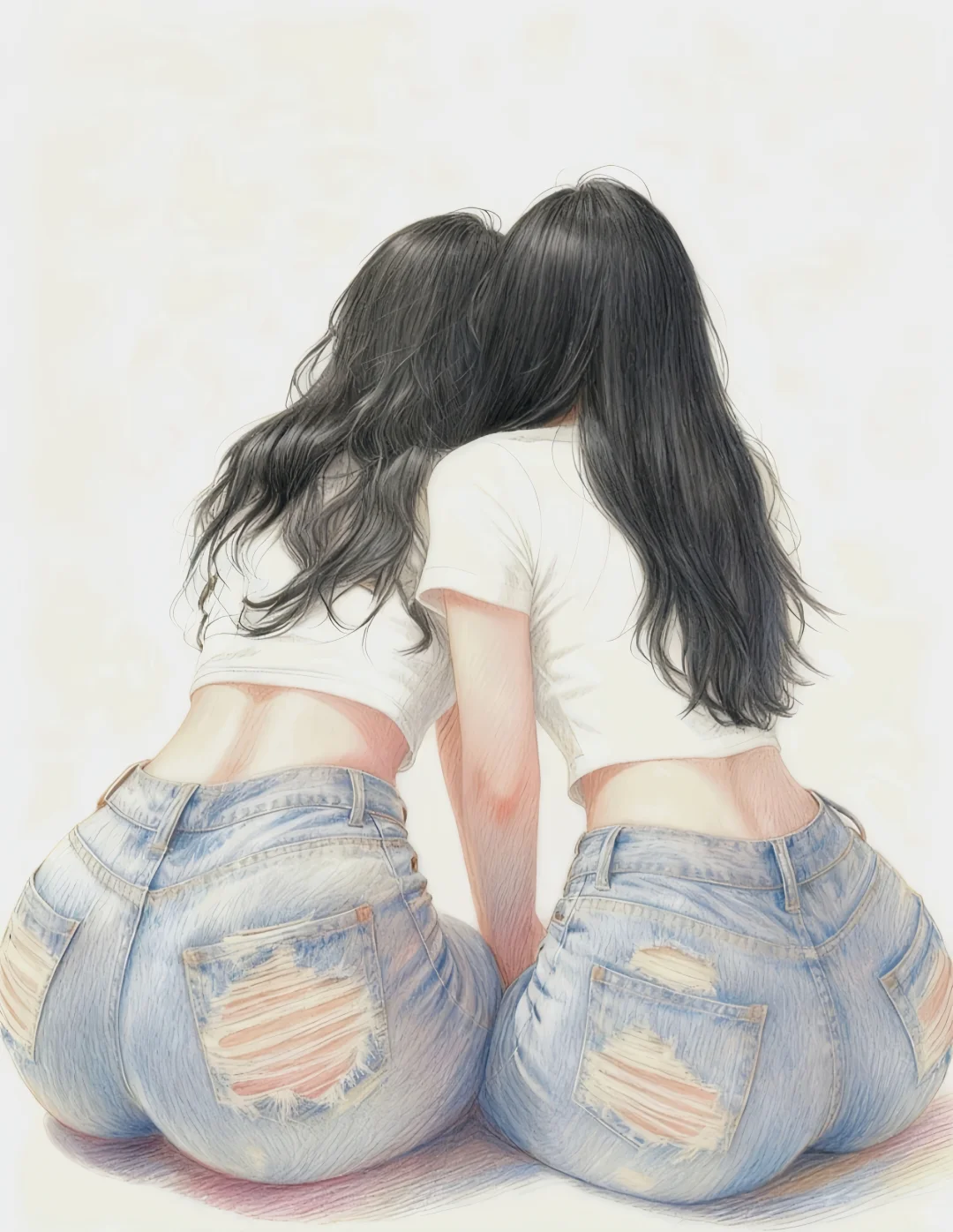 彩铅美女：关于腰臀比的重要性（蜜桃臀）