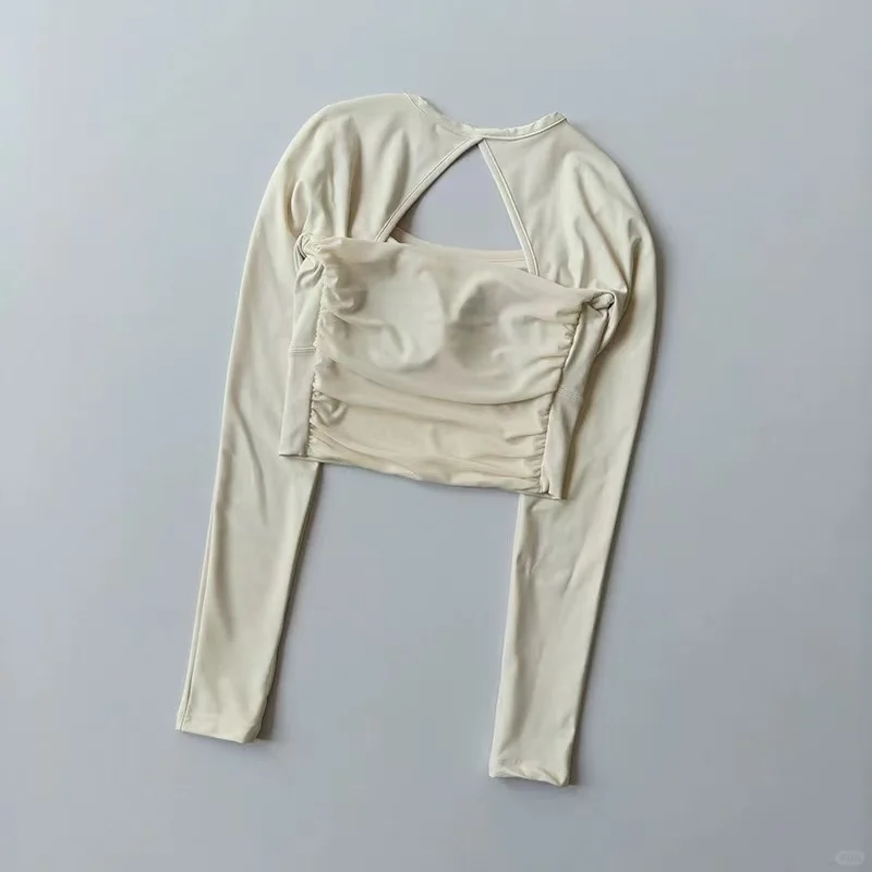 实拍图自带杯垫的瑜伽长袖运动穿搭直接躺赢