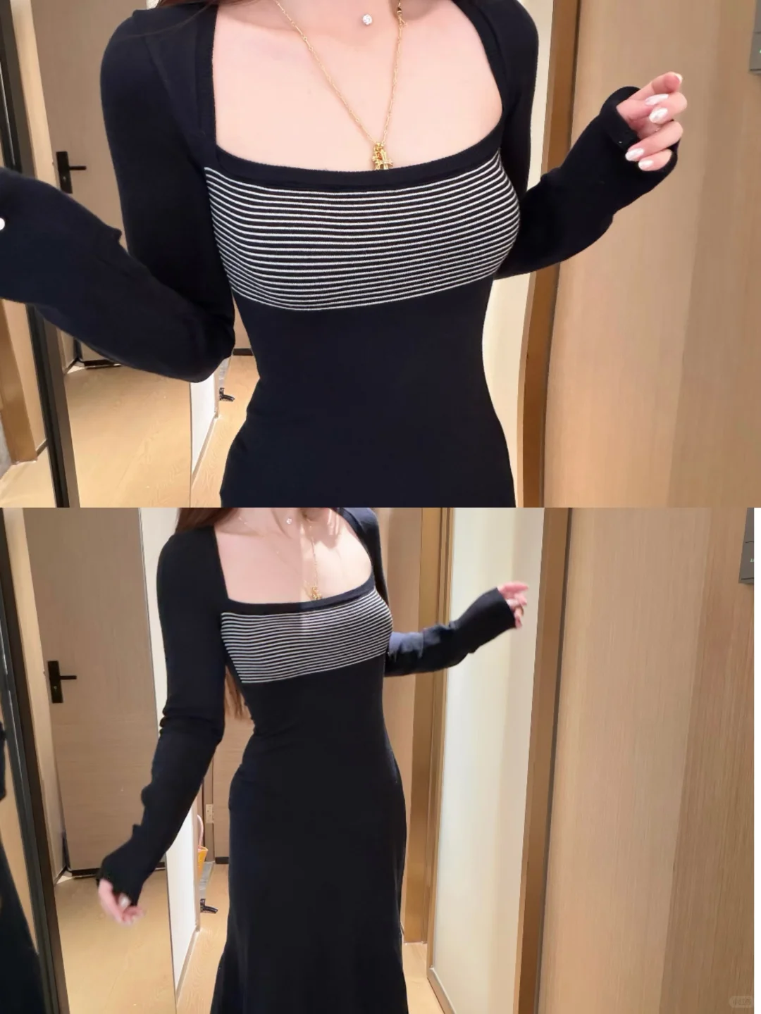 花小钱做大美女🔗藏青色收腰长裙好显瘦