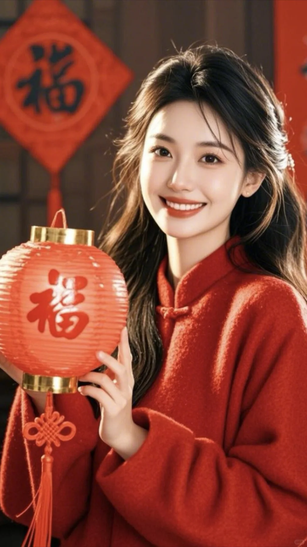 春节热门提灯笼美女图片，祝大家新年快乐