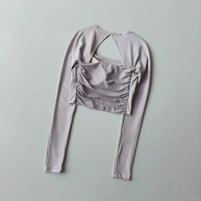 实拍图自带杯垫的瑜伽长袖运动穿搭直接躺赢