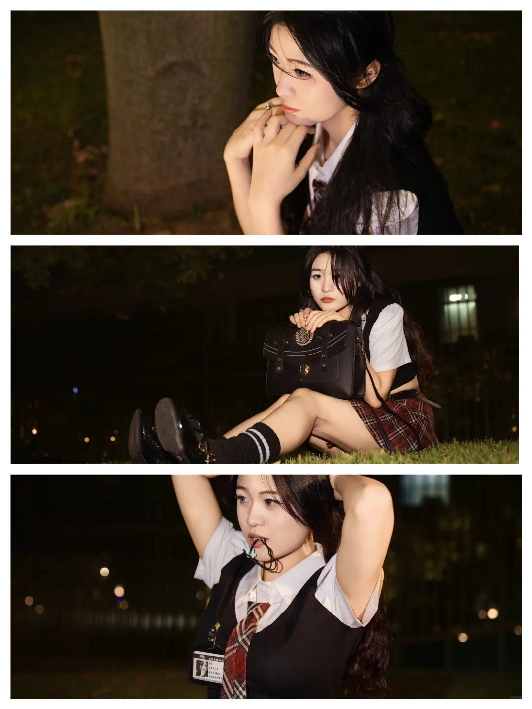 夜晚的jk 日系氛围感写真