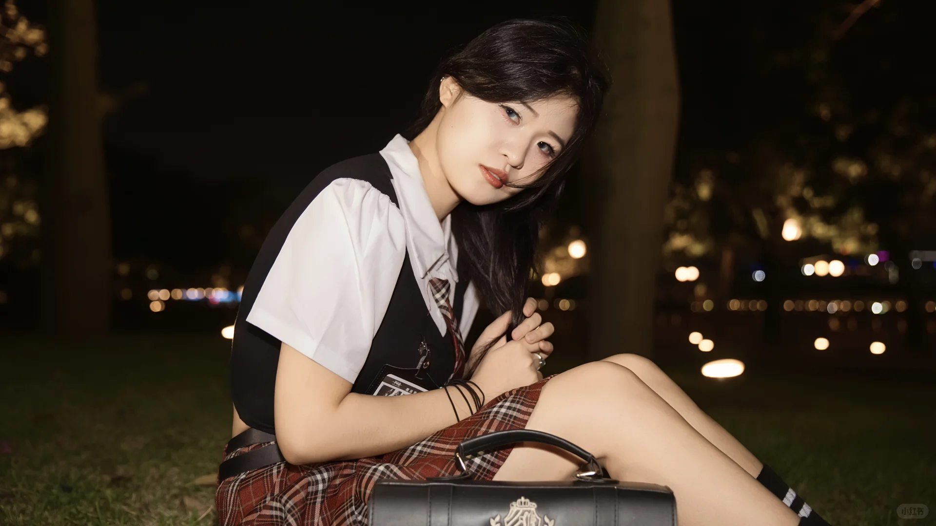 夜晚的jk 日系氛围感写真