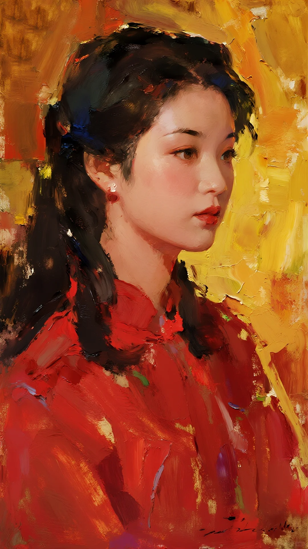 油画🖼️里的东方韵味美女，🌷美到失语