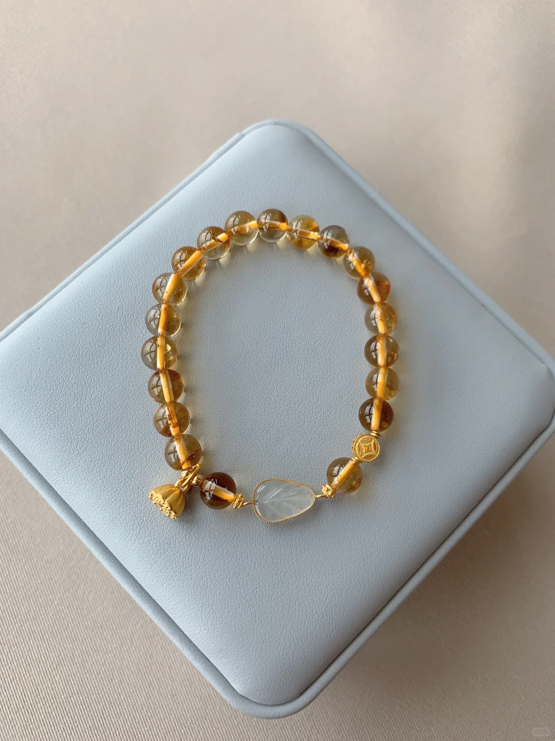 太美了‼️天然黄水晶翡翠叶子手链💫💫