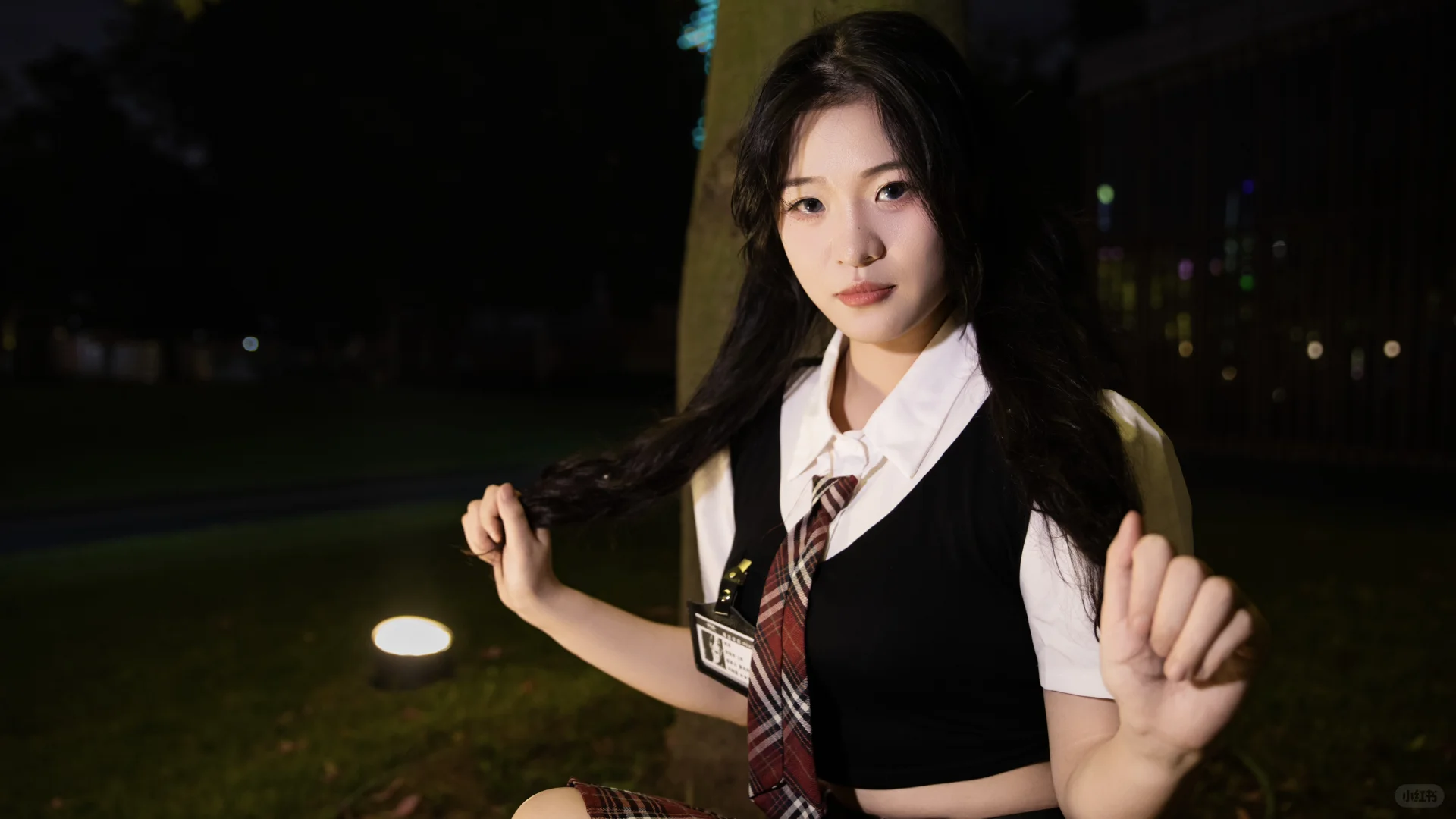 夜晚的jk 日系氛围感写真