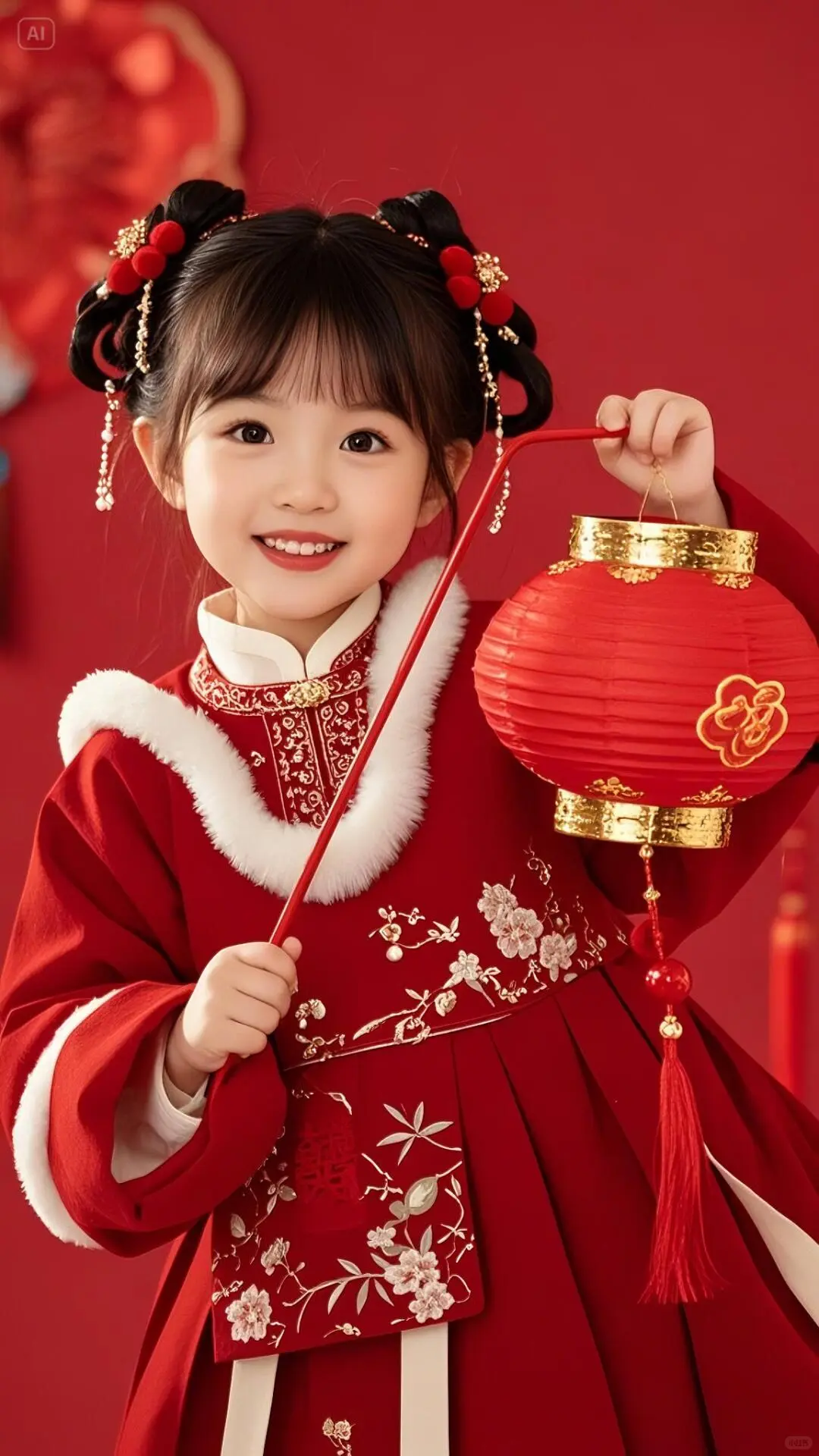 春节热门提灯笼美女图片，祝大家新年快乐