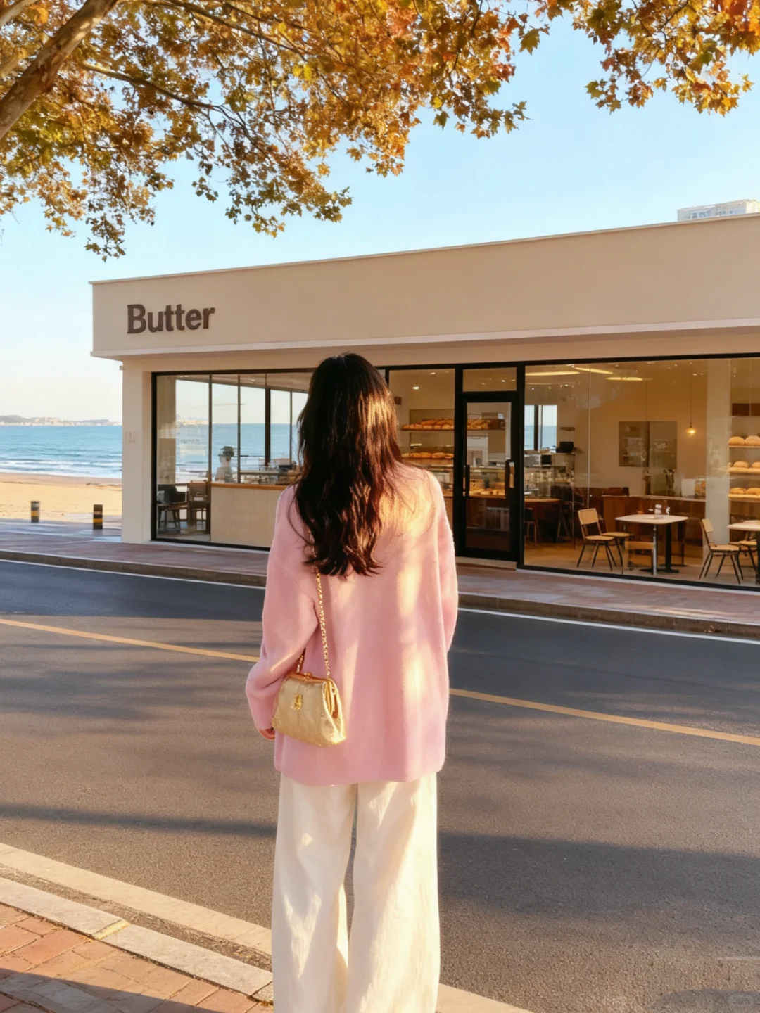 秋天的颜色，海边的下午茶☕️