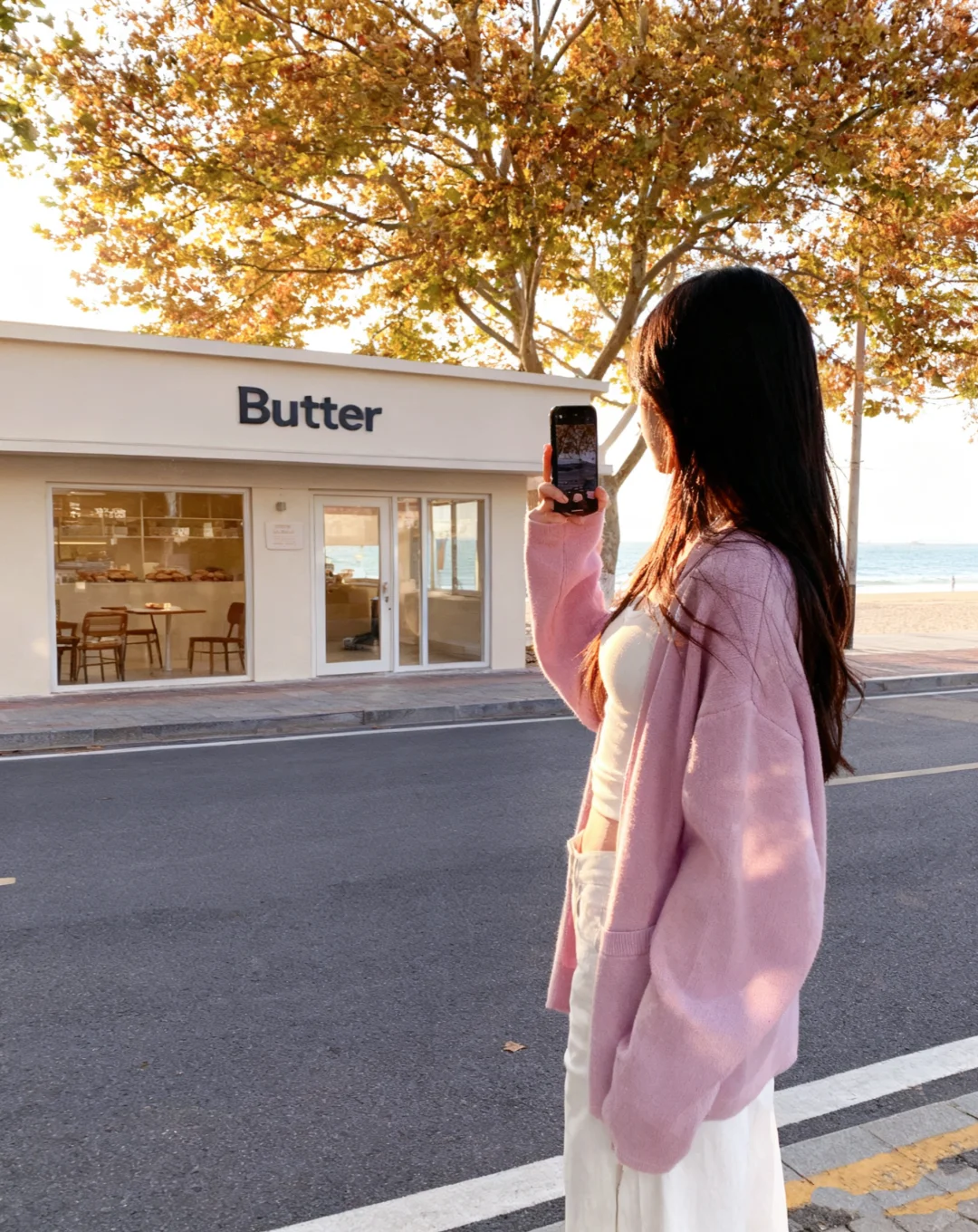 秋天的颜色，海边的下午茶☕️