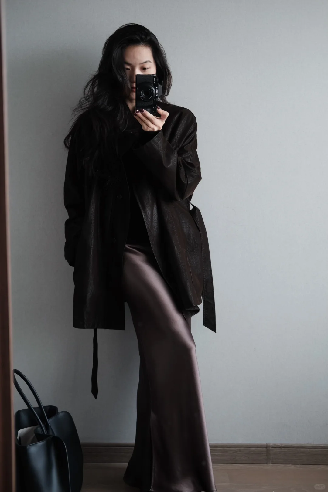 165 114大骨架女生显瘦穿搭🍂复古棕皮夹克