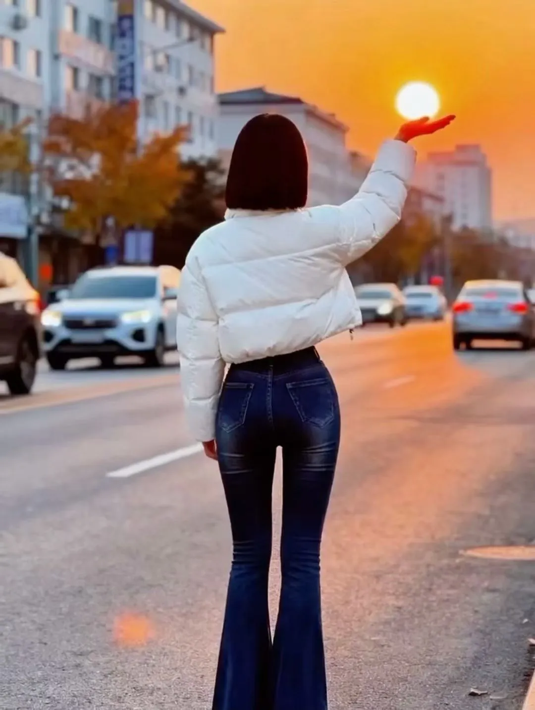 落日与晚风深情的相拥