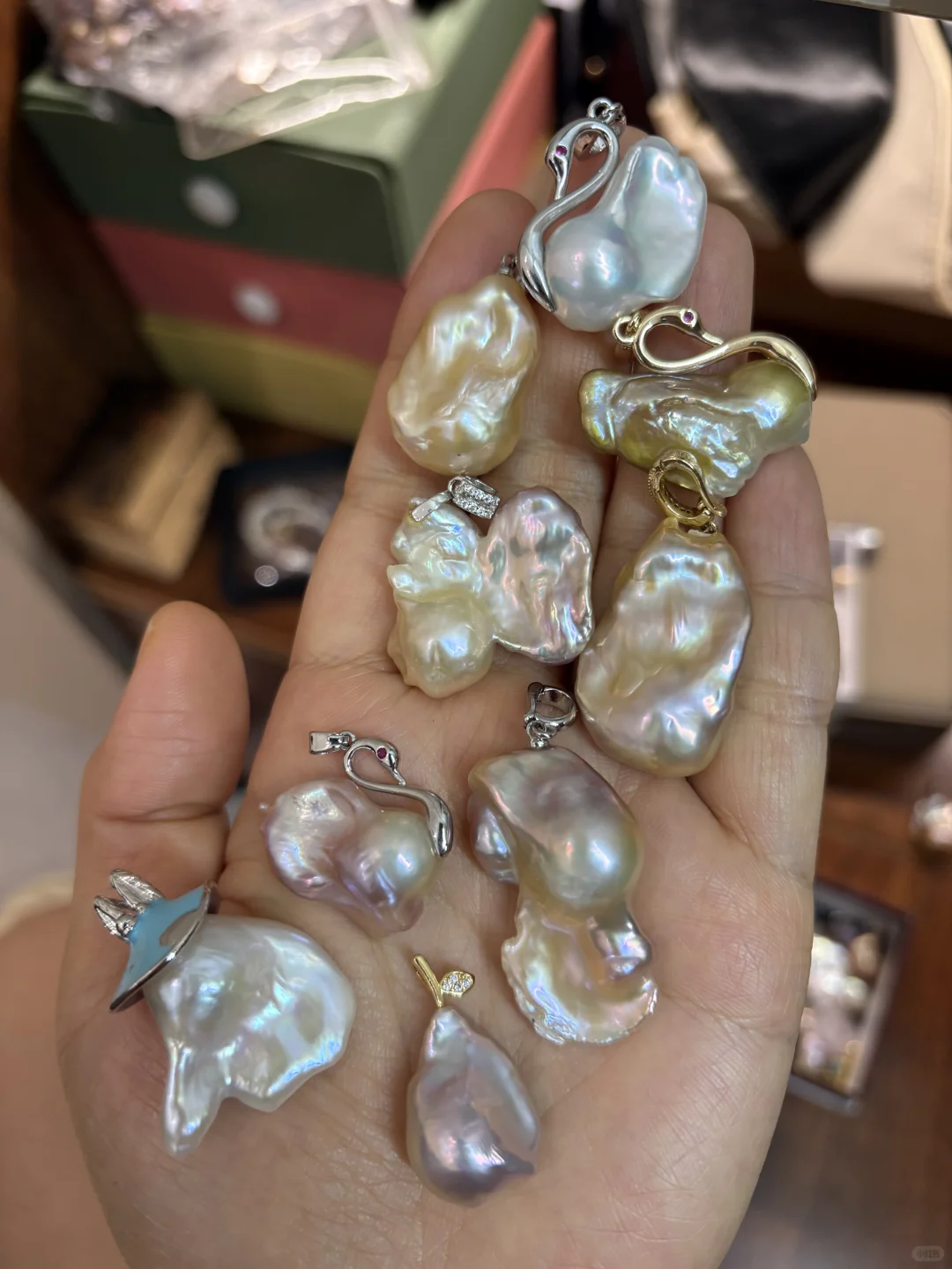 50一个闲置天然淡水珍珠巴洛克吊坠