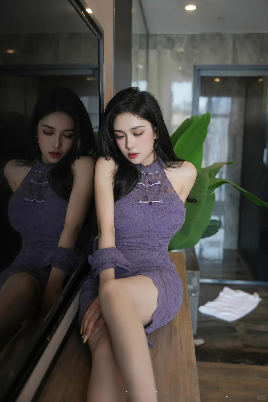 💜薰衣草蕾丝旗袍｜把温柔与性感穿在身上