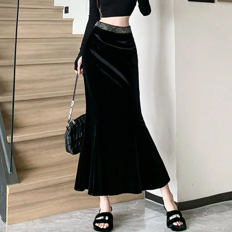 💎2025春秋新款｜高腰烫钻包臀半身裙