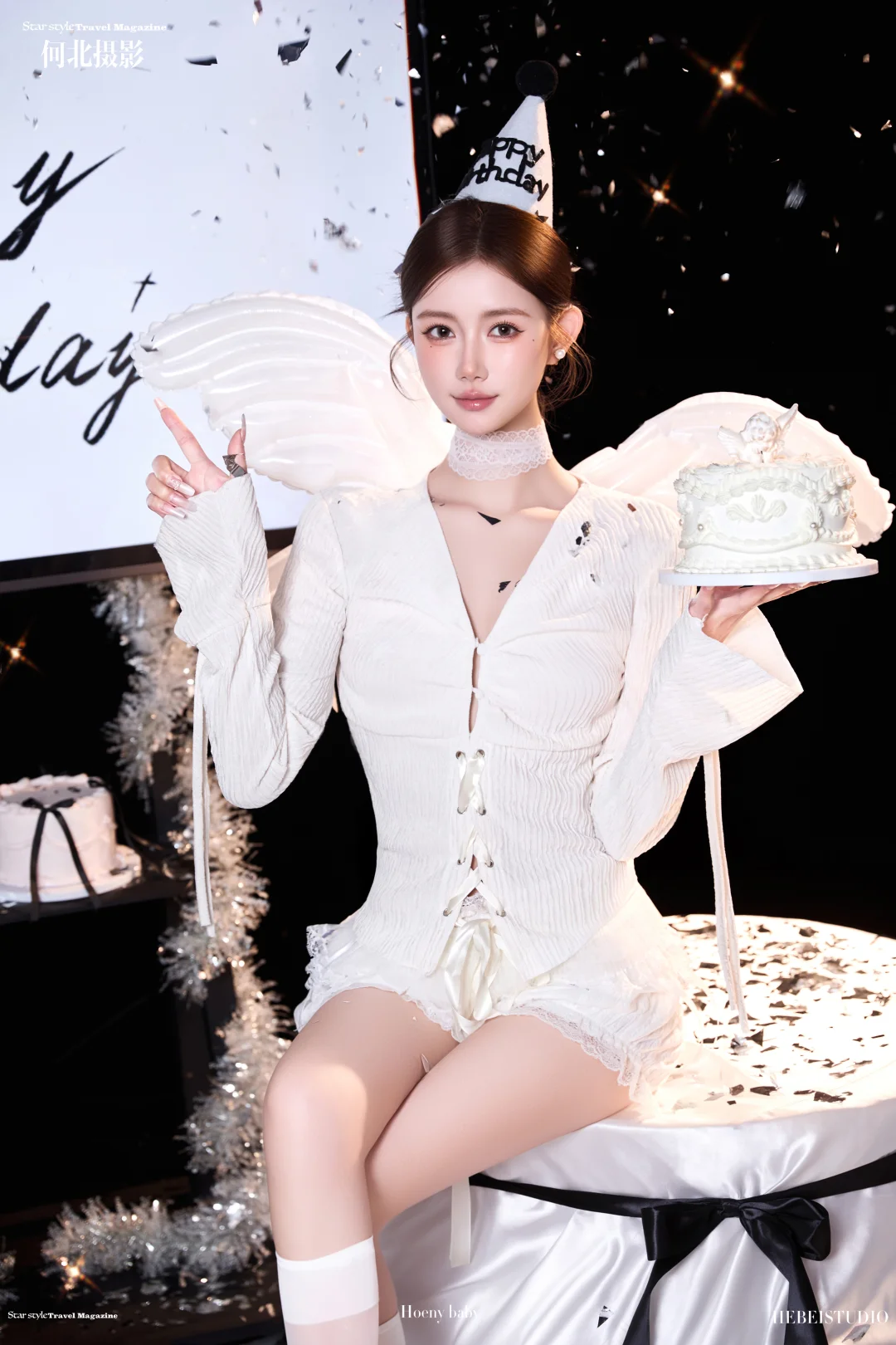 白纱裙+小翅膀=今天的限定天使