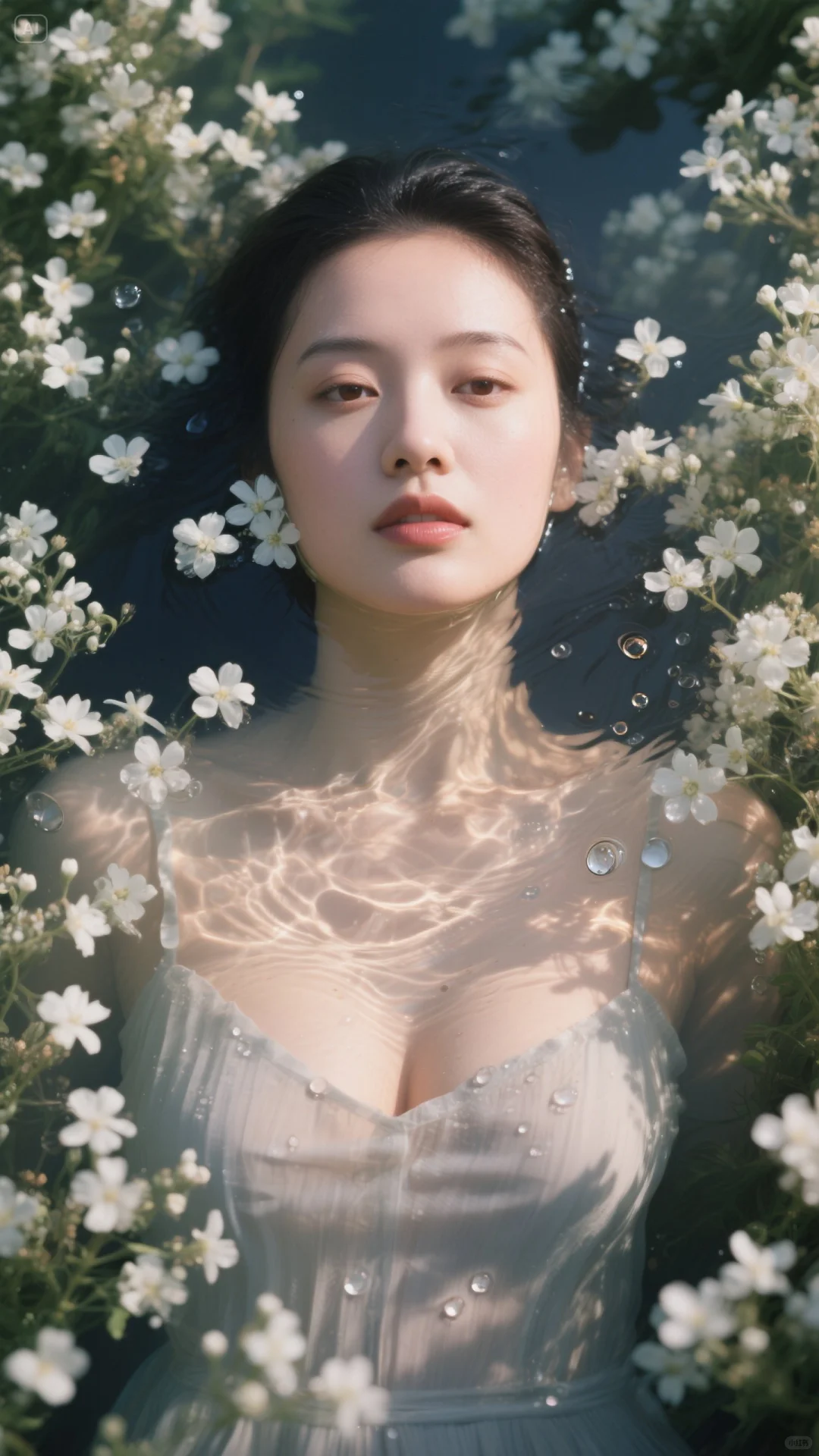 花丛中的少女，光与水的交响。