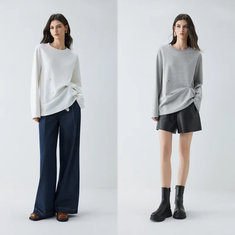 T恤、女、棉76.3% 聚酯纤维23.7%、白色