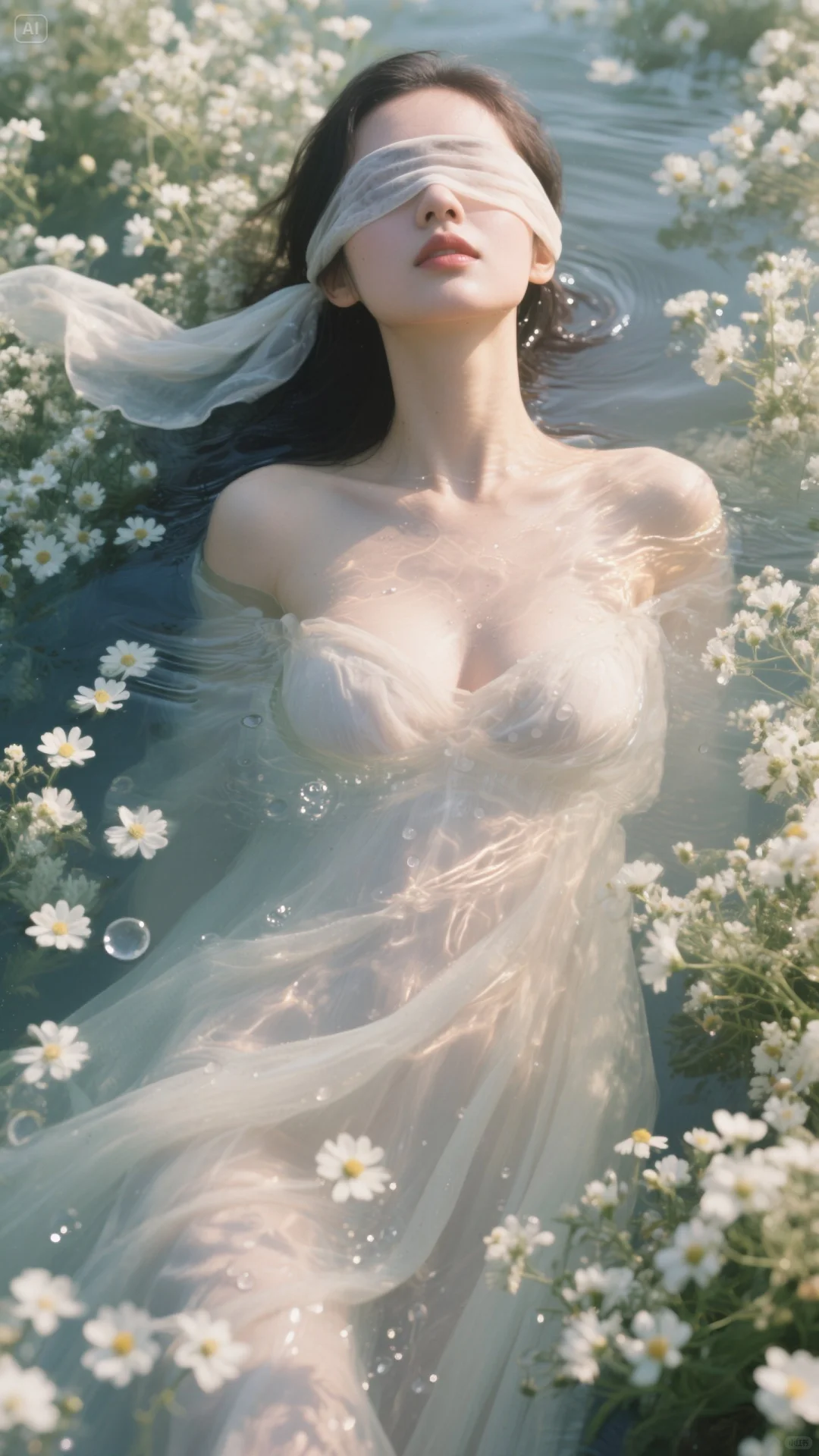 花丛中的少女，光与水的交响。