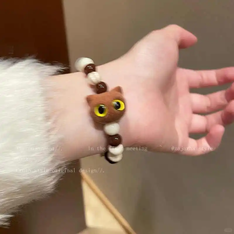 天然石小猫串珠手链女高颜值学生党手串轻奢