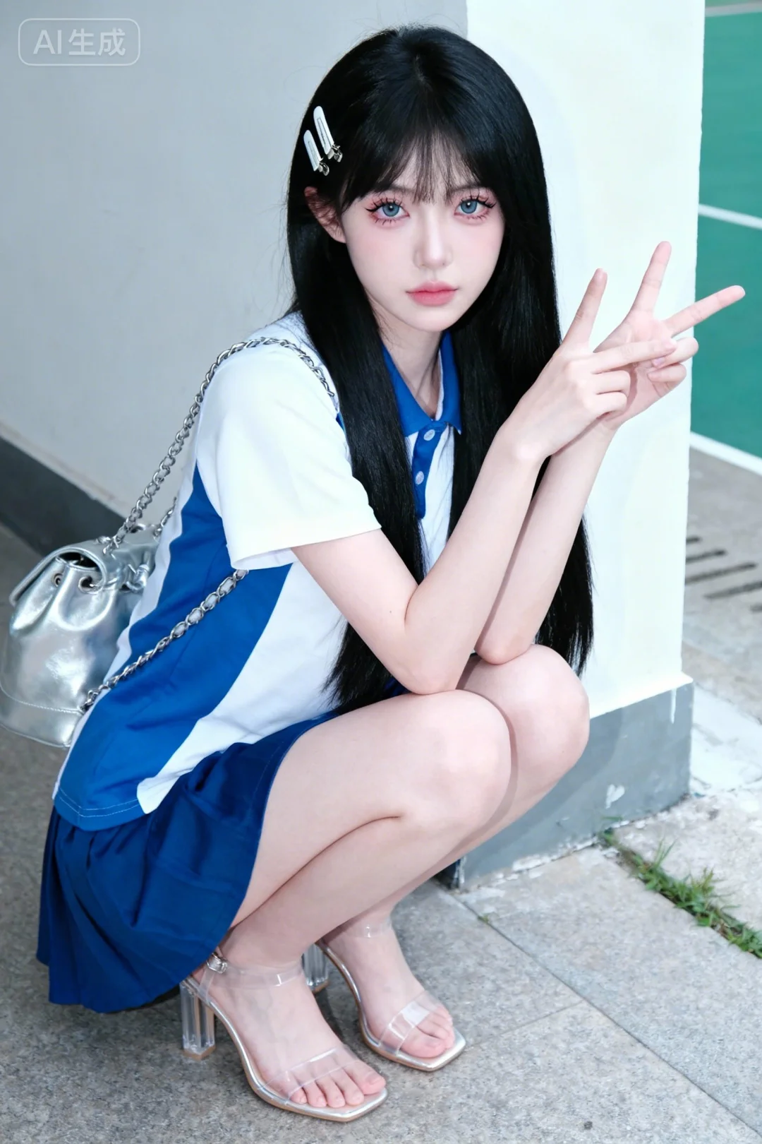 蓝色系的穿搭，是青春的活力象征