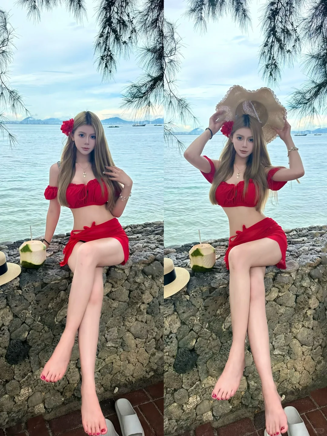 海边限定～红色是我的发言权！❤️🏖👙🫧