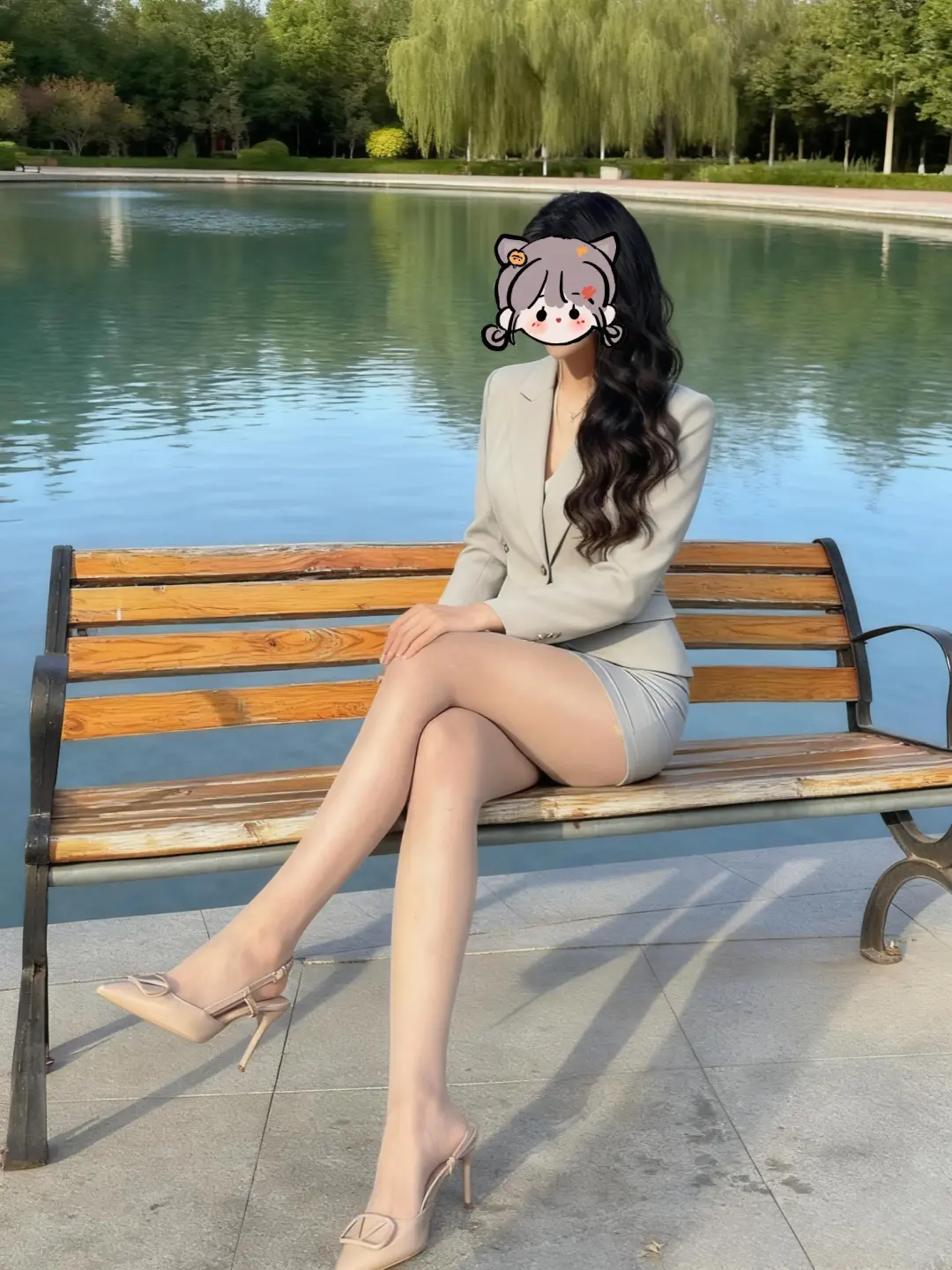 灰西装套装的轻熟魅力