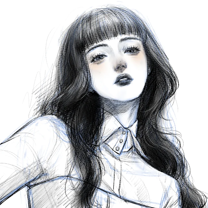 临摹控笔练习【69-100】女头像