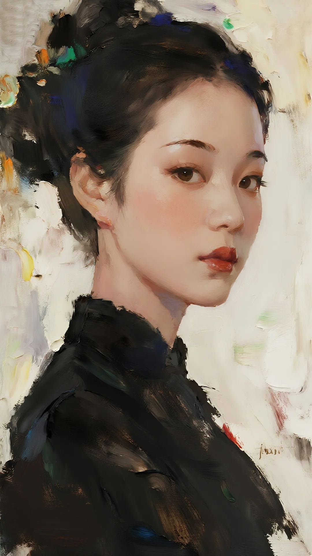 油画🖼️里的东方韵味美女，🌷美到失语