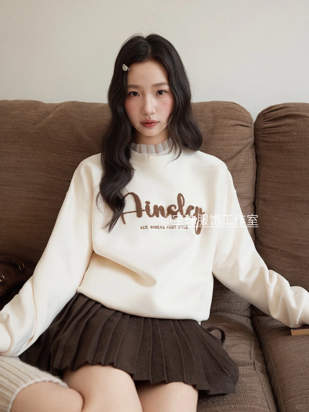 呢料百褶a字短裙女秋季新款半身裙