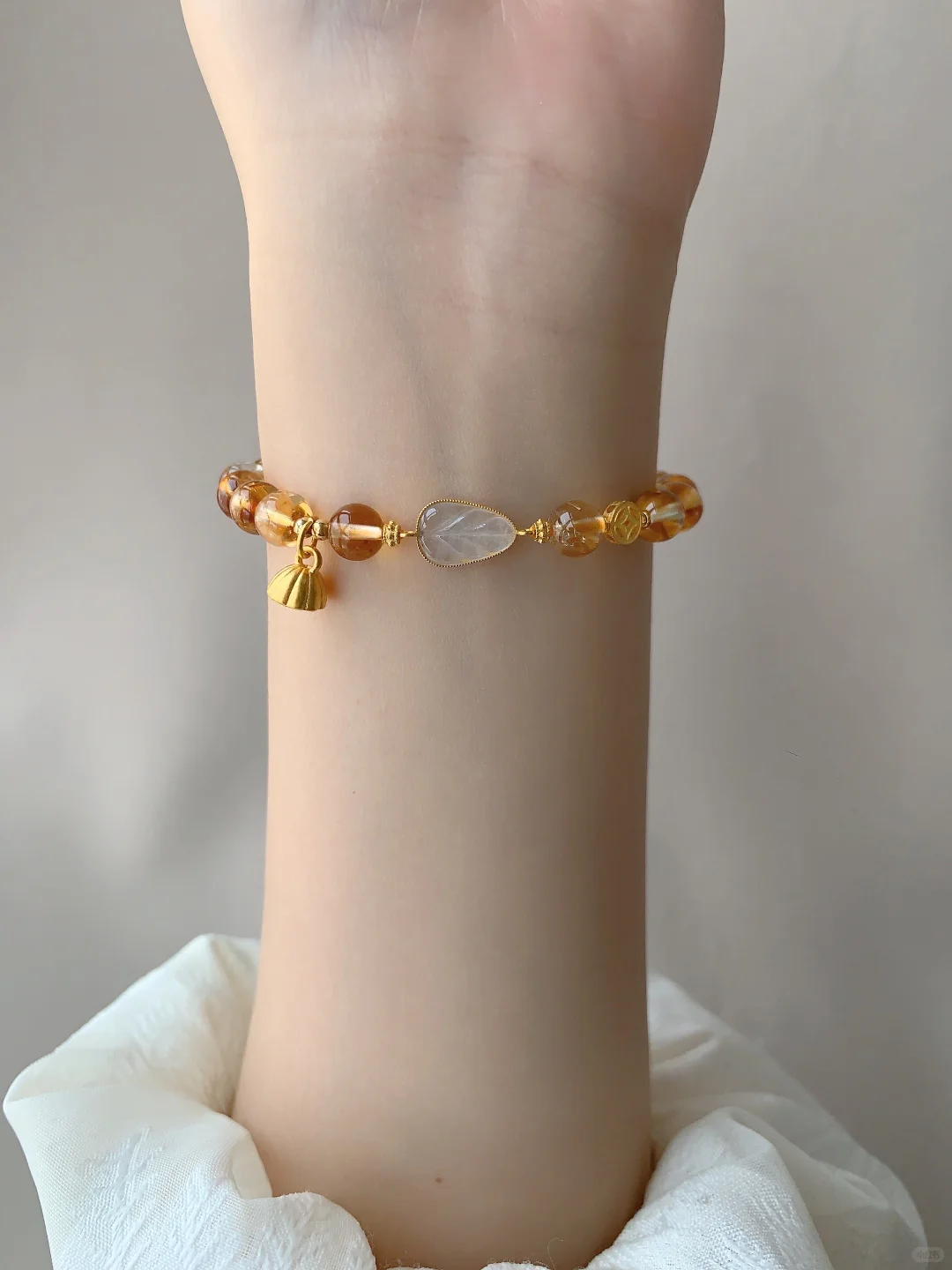 太美了‼️天然黄水晶翡翠叶子手链💫💫