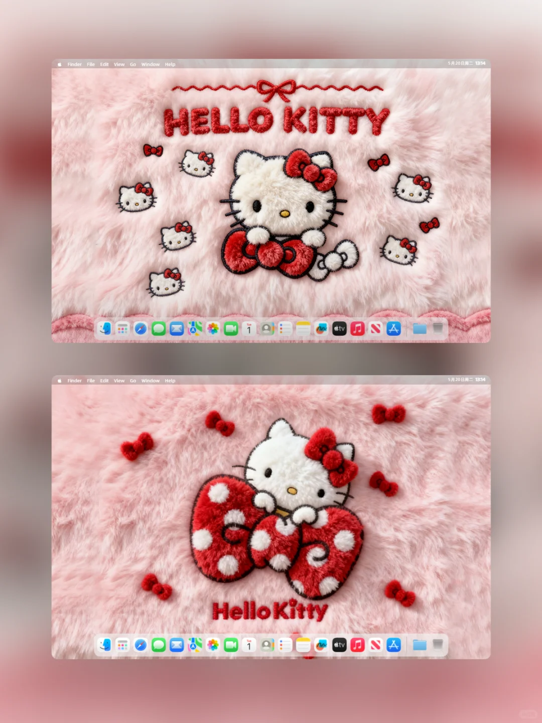 谁能拒绝可爱毛绒绒的Hello Kitty电脑壁纸