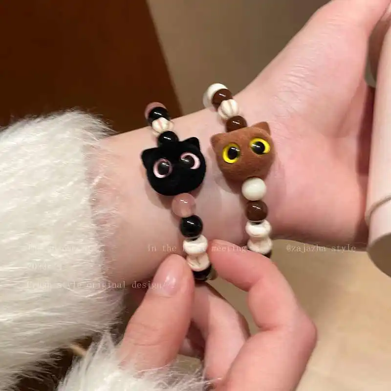 天然石小猫串珠手链女高颜值学生党手串轻奢