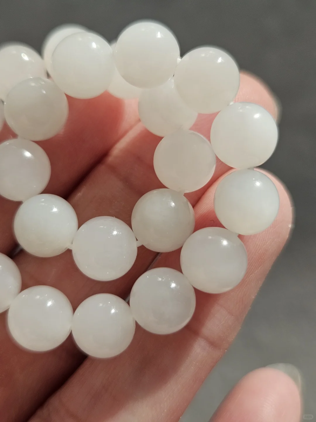 出闲置和田青海老料白玉手串卡8白冰手链女