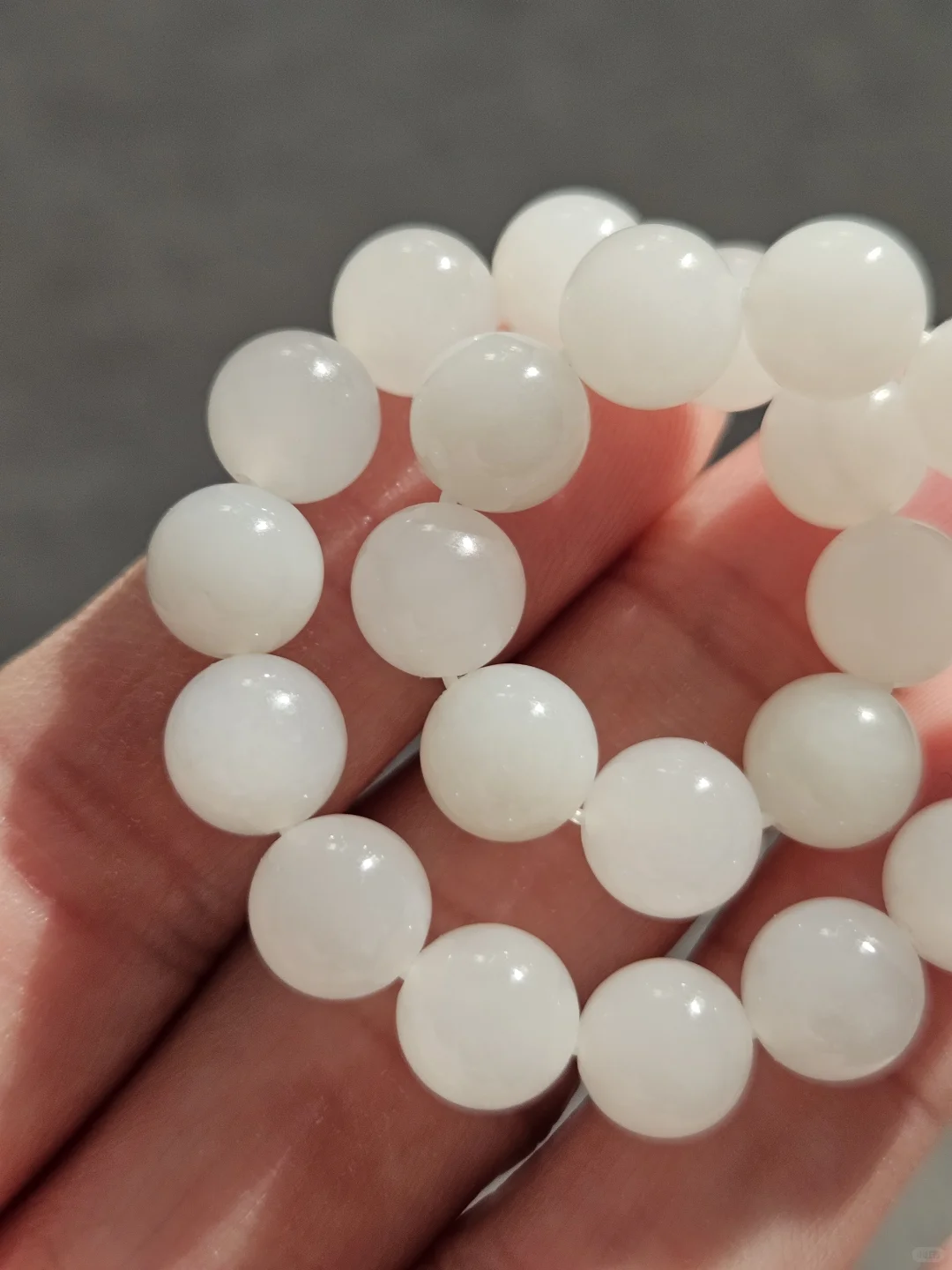 出闲置和田青海老料白玉手串卡8白冰手链女