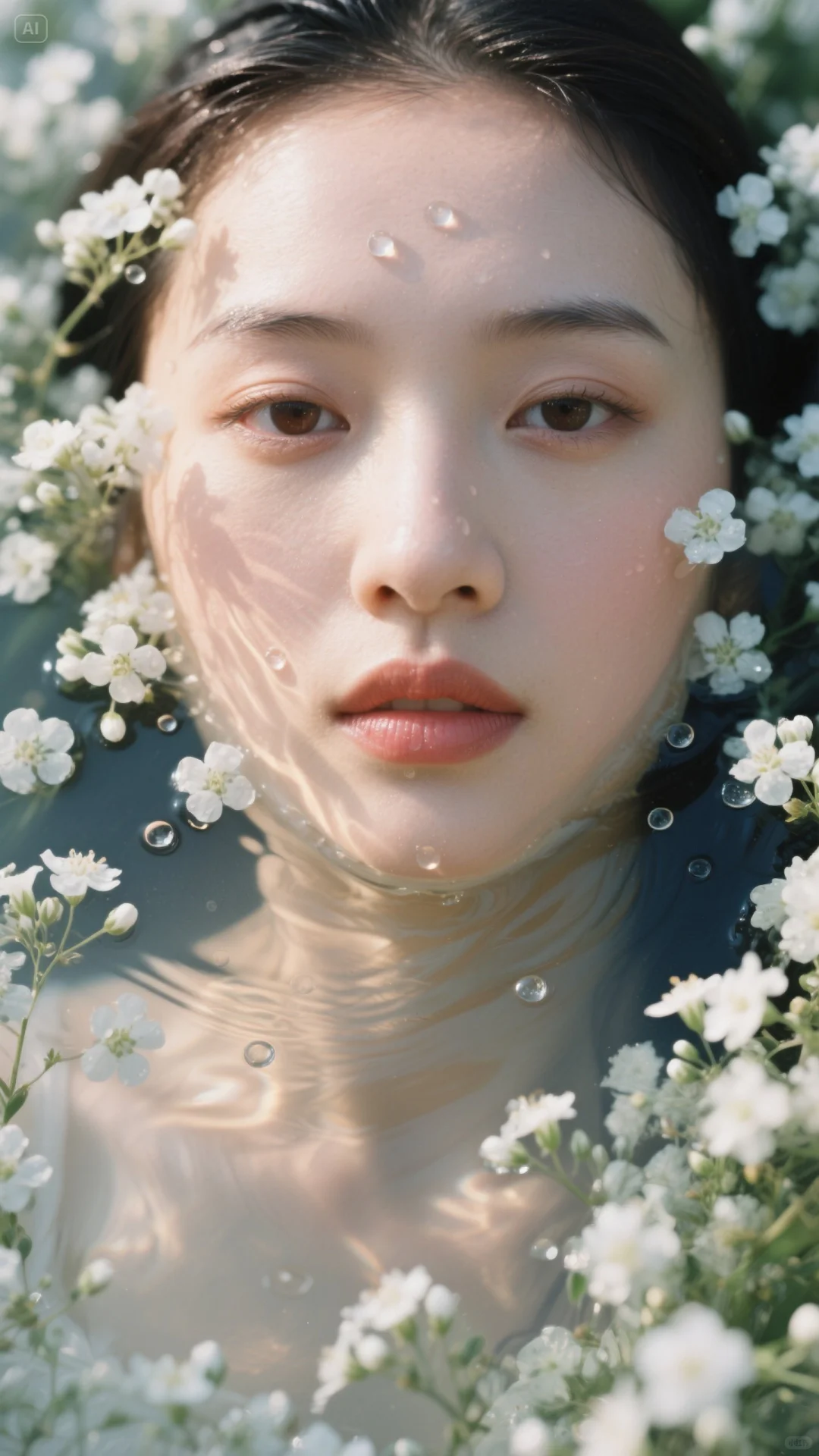 花丛中的少女，光与水的交响。