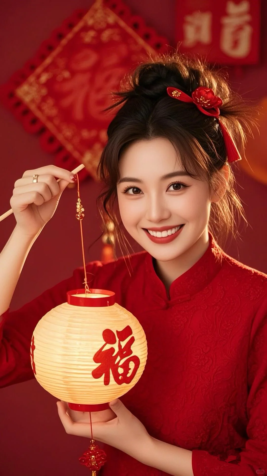 春节热门提灯笼美女图片，祝大家新年快乐
