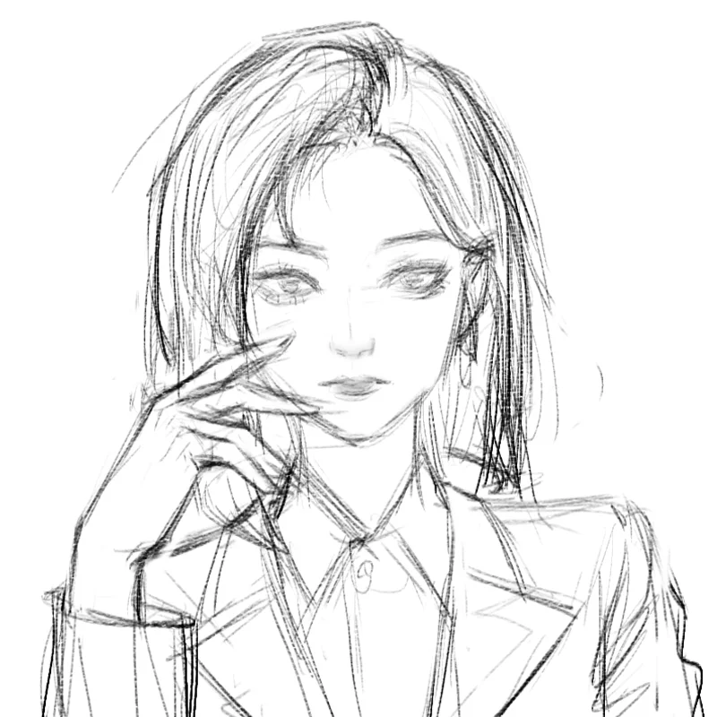 临摹控笔练习【69-100】女头像